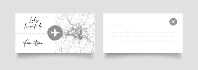 Travel Coupon to Asia India Amritsar postcard vector illustration