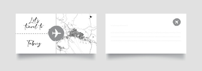 Travel Coupon to Asia Iran Tabriz postcard vector illustration