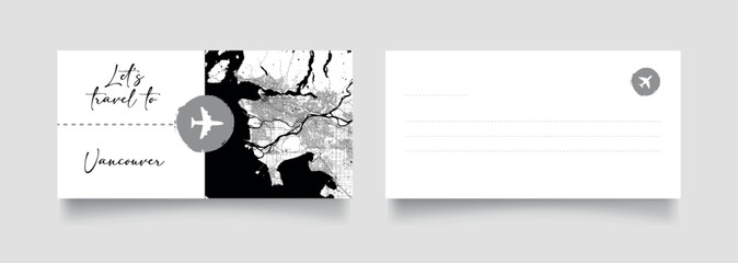 Travel Coupon to North America Canada Vancouver postcard vector illustration