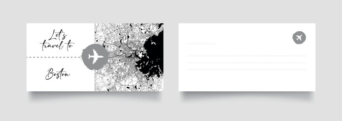 Travel Coupon to North America United States Boston postcard vector illustration