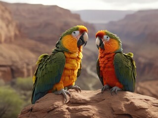 red and yellow macaw ara.Generative with AI