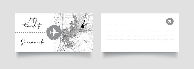 Travel Coupon to North America United States Sacramento postcard vector illustration