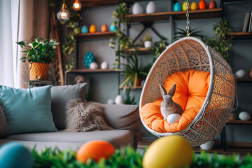 easter decoration on a living room - obrazy, fototapety, plakaty
