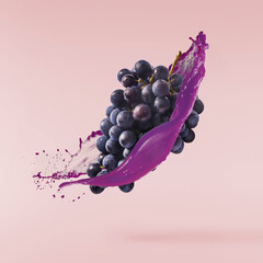 Fresh organic Blue Grape with purple juice splashes
