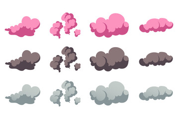 Smell cloud bad stink smelly armpit isolated set. Vector flat graphic design illustration