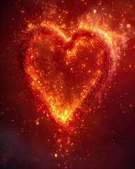 Herz auf rotem Hintergrund, Heart on red background