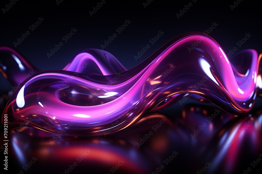 Poster abstract background with glowing neon wave lines and bokeh lights data transfer concept