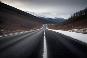 Naklejka premium winter road with black ice