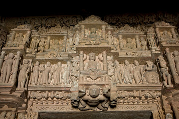 India temples of Khajuraho on a cloudy autumn day