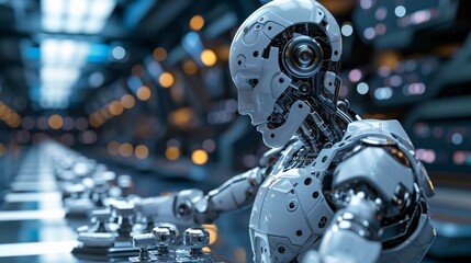 Fototapeta premium Demonstration of an AI system capable of responding intelligently to inquiries, utilizing cutting-edge Artificial Intelligence advancements.