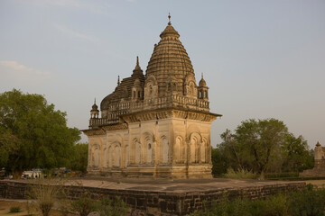 Fototapeta premium India temples of Khajuraho on a cloudy autumn day