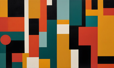 Abstract Scandinavian Analogous Painting Minimalistic Modern Artwork Geometric Colourful Wall Art Patterns