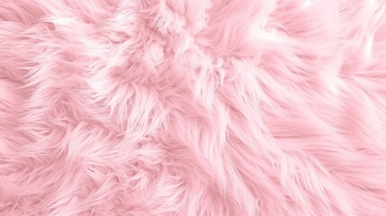 Fototapeta premium Seamless soft fluffy light pastel pink long pile animal fur background texture. Cute cozy comfort winter pattern. Contemporary Girl's birthday card, generative AI
