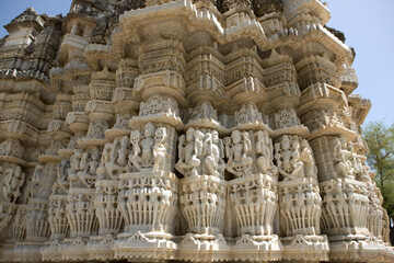 India temples of Ranakpur on a sunny autumn day.