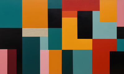 Abstract Scandinavian Vivid Colors Painting Minimalistic Modern Artwork Geometric Colourful Wall Art Patterns