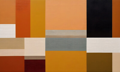 Abstract Scandinavian Warm Colors Painting Minimalistic Modern Artwork Geometric Colourful Wall Art Patterns