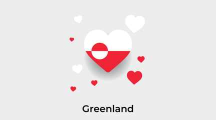 Greenland flag heart shape with additional hearts icon vector illustration