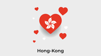 Hong-Kong flag heart shape with additional hearts icon vector illustration