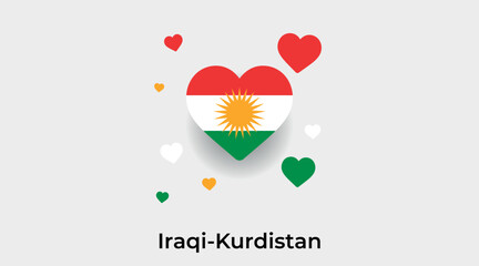 Iraqi-Kurdistan flag heart shape with additional hearts icon vector illustration