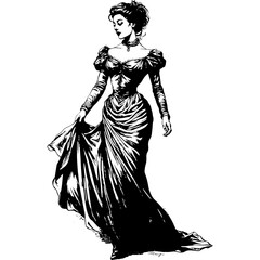 Old Fashioned Woman In The Big Dress