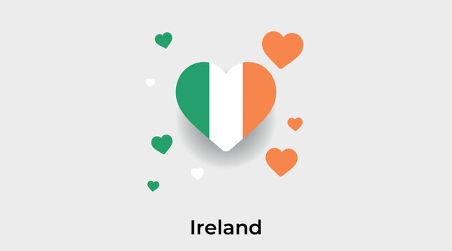 Ireland flag heart shape with additional hearts icon vector illustration