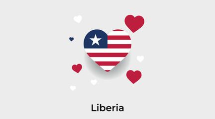 Liberia flag heart shape with additional hearts icon vector illustration
