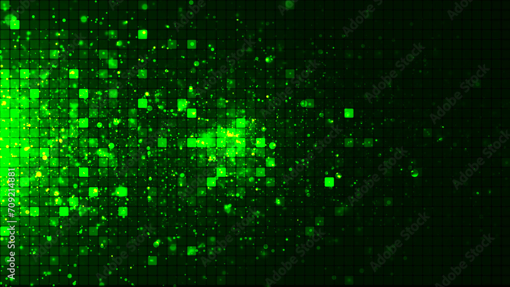 Leinwandbilder seamless abstract background of green squares and bright particles. abstract gradient background. ba
