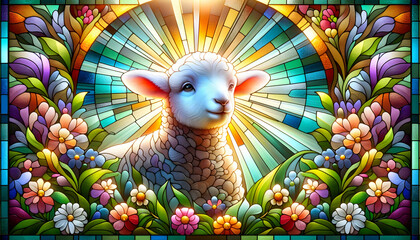 stained glass easter lamb