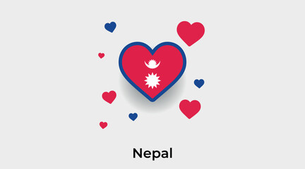 Nepal flag heart shape with additional hearts icon vector illustration