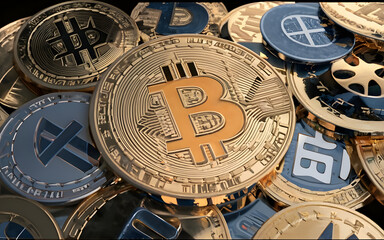 Fototapeta premium Bitcoin Digital Blockchain Cryptocurrency for Network