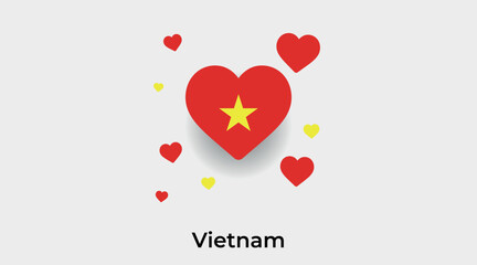 Vietnam flag heart shape with additional hearts icon vector illustration