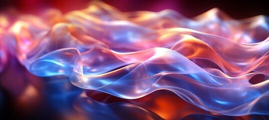 Fototapeta premium Abstract pink and blue neon waves with bokeh lights data transfer concept digital wallpaper