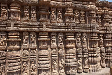 India Konark Hindu temple on a cloudy winter day