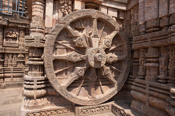 India Konark Hindu temple on a cloudy winter day