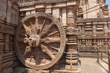 India Konark Hindu temple on a cloudy winter day