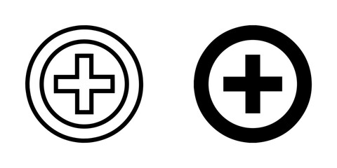Fototapeta premium Add icon vector. Plus icon sign symbol vector. Medical cross vector icon illustration isolated on white background