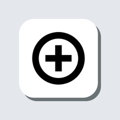 Add icon vector. Plus sign symbol in trendy flat style. Medical cross vector icon illustration in square isolated on gray background