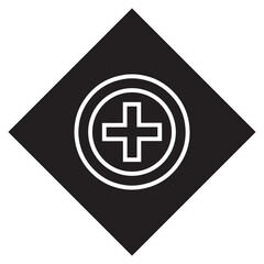 Add icon vector. Plus logo design. Medical cross vector icon illustration in rhombus isolated on white background
