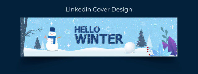Free Vector Winter Twitter Header Social Media LinkedIn Cover Template.