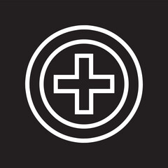 Add icon vector. Plus icon sign symbol vector. Medical cross vector icon illustration isolated on black background