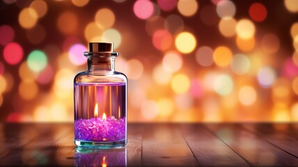 Obraz na płótnie Canvas Exquisite Fragrance Ensemble: A Petite Bottle of Perfume Accompanied by Enchanting Blooms - AI Generative