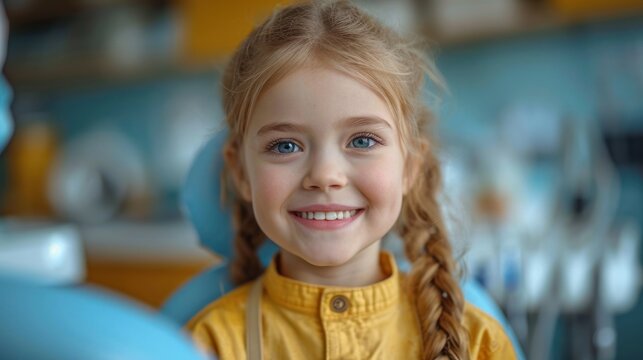  A Close Up Of A Child With A Smile On Her Face And A Braid In Her Hair, Smiling At The Camera.