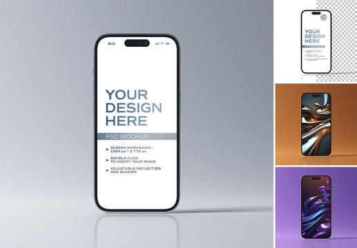 Smartphone On Empty Background With Editable Color Mockup