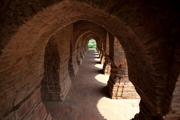 India temples of Vishnupur on a cloudy winter day