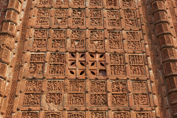 India temples of Vishnupur on a cloudy winter day