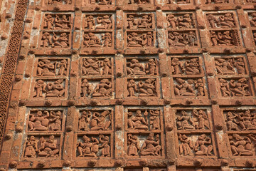 India temples of Vishnupur on a cloudy winter day