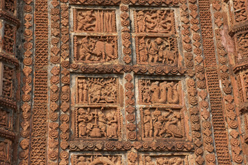 India temples of Vishnupur on a cloudy winter day