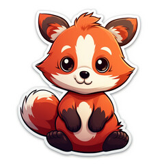 Obraz premium a kawaii red panda sticker cartoon created with Generative Ai