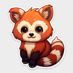 Fototapeta premium a kawaii red panda sticker cartoon created with Generative Ai