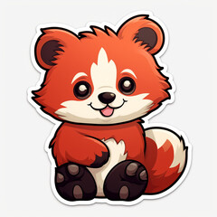 a kawaii red panda sticker cartoon created with Generative Ai